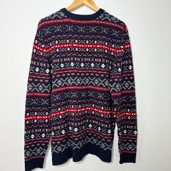 Old Navy Sweater Mens XL Multi Fair Isle Stripe Pullover Crewneck Wool Blend - Picture 4 of 9